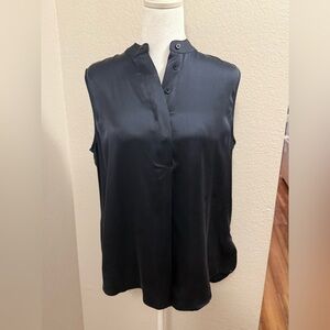 Equipment Dark Navy 100% Silk Sleeveless Blouse